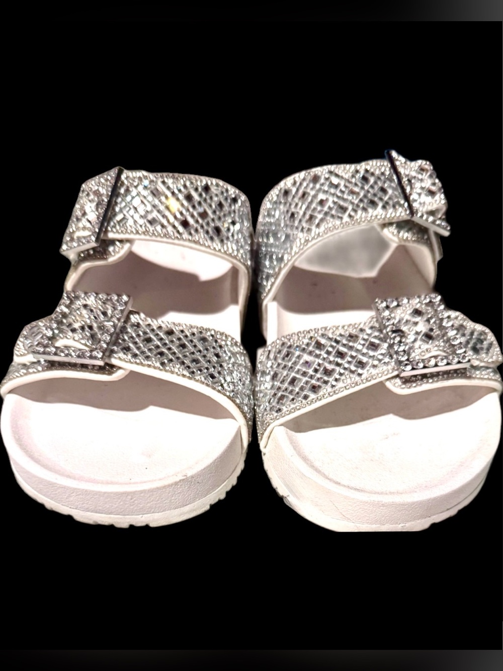 Silver Rhinestone Double-Buckle Sandals - Picture 4 of 10
